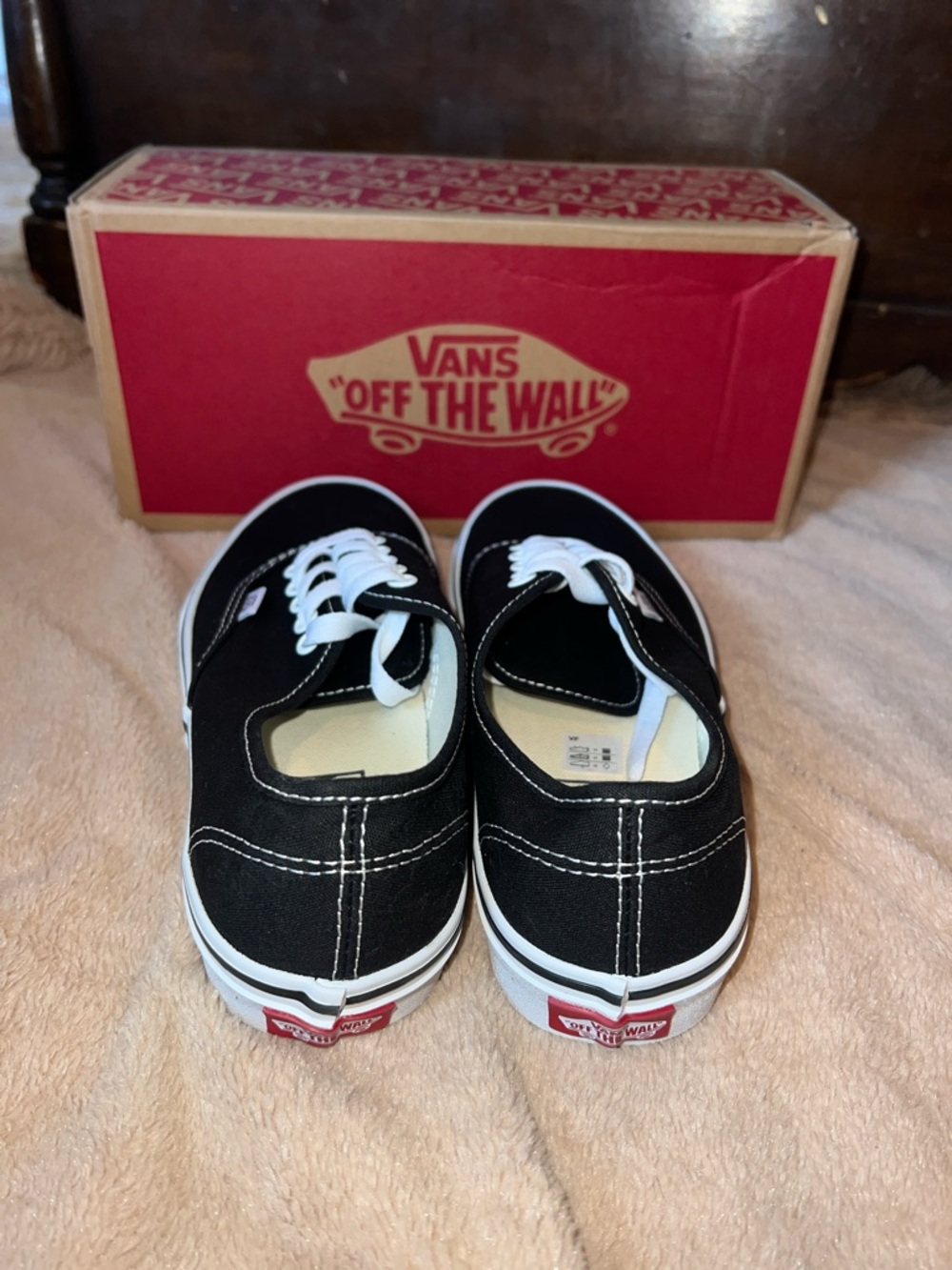 Vans Authentic Black Canvas Low-Top Sneakers with White Laces - Picture 4 of 7